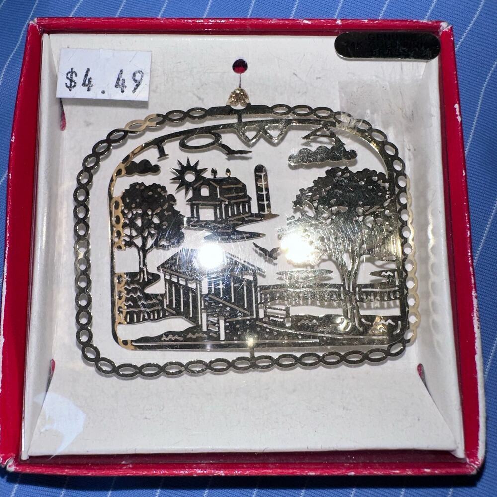 Vintage Nation’s Treasures Genuine 24K Gold Flashed Brass Ornament Iowa